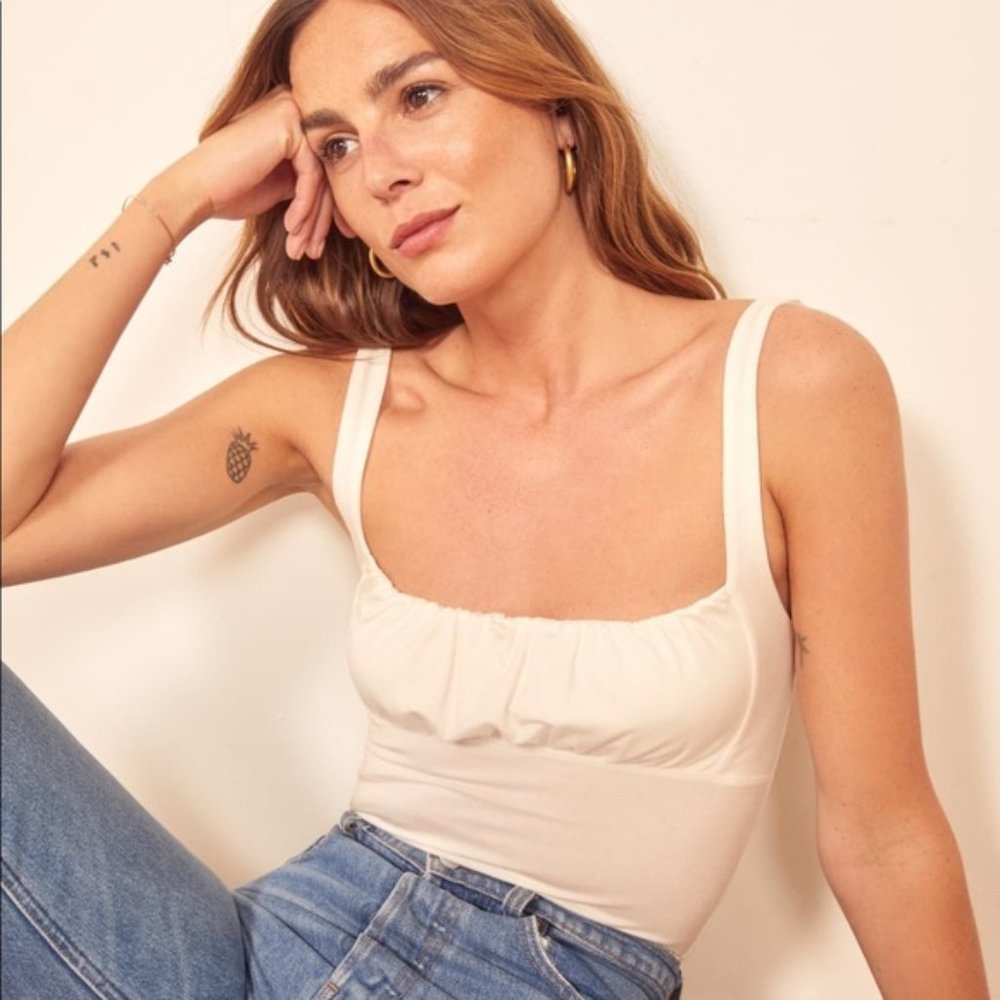 Reformation Ivory Nelly Tencel Tank Top L